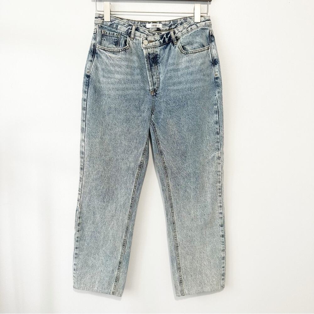 12th Tribe crossover waist jeans straight leg blue denim size 29